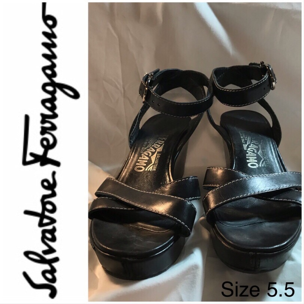 Salvatore Ferragamo platform ankle strap wedge